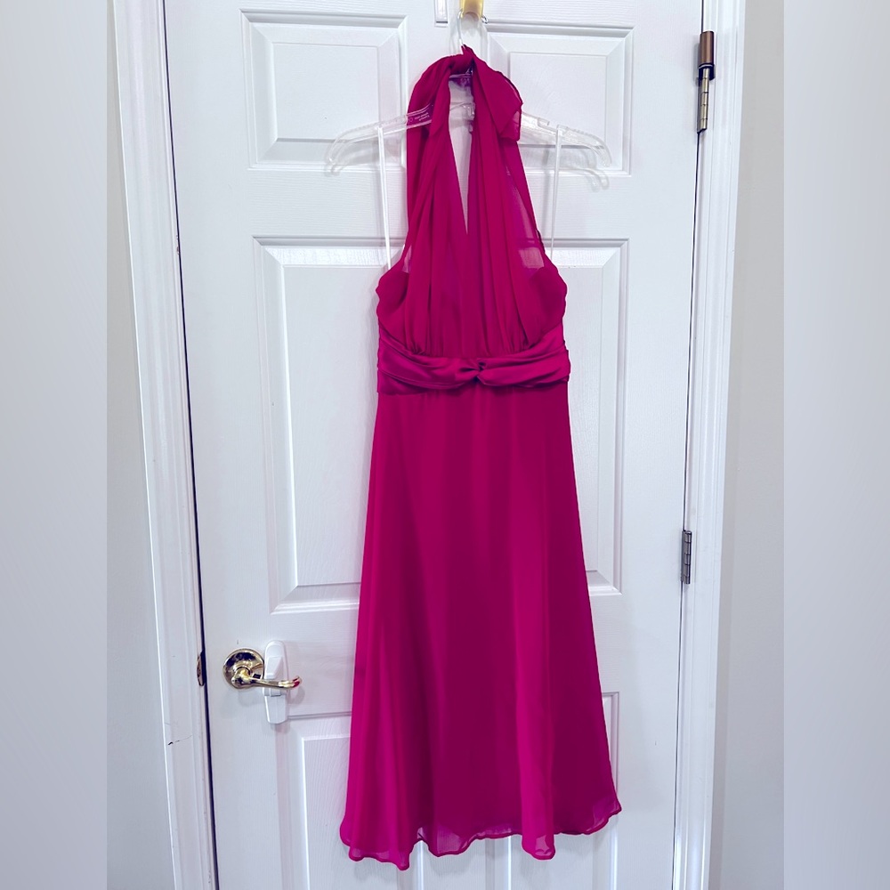 Elegant Fushia Pink Halter Dress